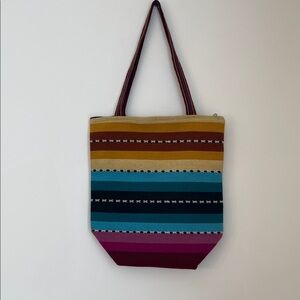 Striped Multicolor Canvas Tote Bag